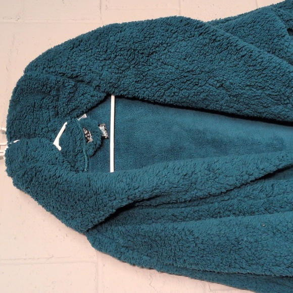 Jill Martin Unisex Sherpa Lounger Jacket Oversized, Faux Fur, Teal, XS/S NWT - Picture 5 of 9